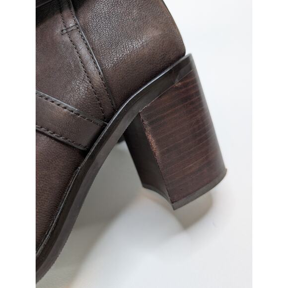 Tory Burch Women’s Size 10 Brown Leather Block Heeled Ankle Boots Booties Straps - Picture 3 of 13